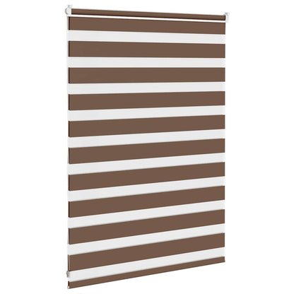 vidaXL Zebra Blind Brown 105x100 cm Fabric Width 100.9 cm Polyester