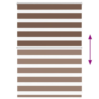 vidaXL Zebra Blind Brown 105x100 cm Fabric Width 100.9 cm Polyester