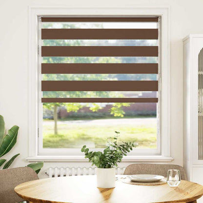 vidaXL Zebra Blind Brown 110x100 cm Fabric Width 105,9 cm Polyester