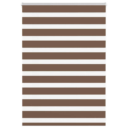 vidaXL Zebra Blind Brown 115x100 cm Fabric Width 110.9 cm Polyester
