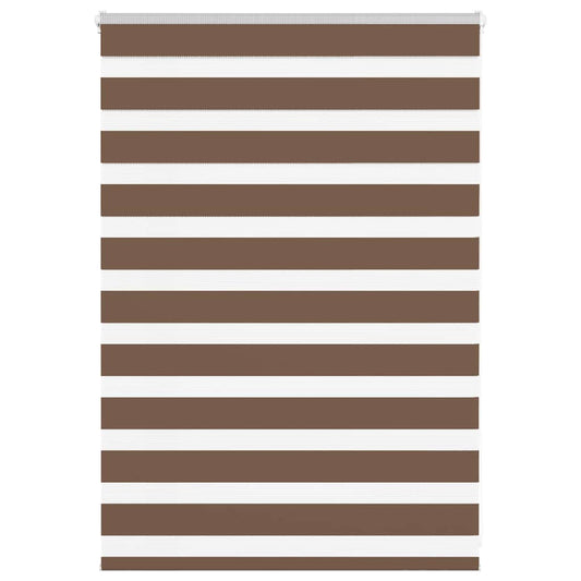 vidaXL Zebra Blind Brown 115x100 cm Fabric Width 110.9 cm Polyester