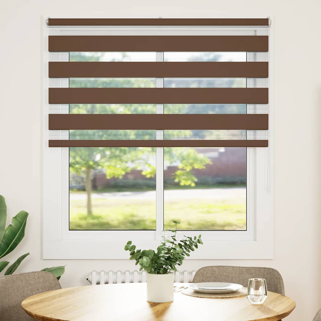 vidaXL Zebra Blind Brown 120x100 cm Fabric Width 115,9 cm Polyester