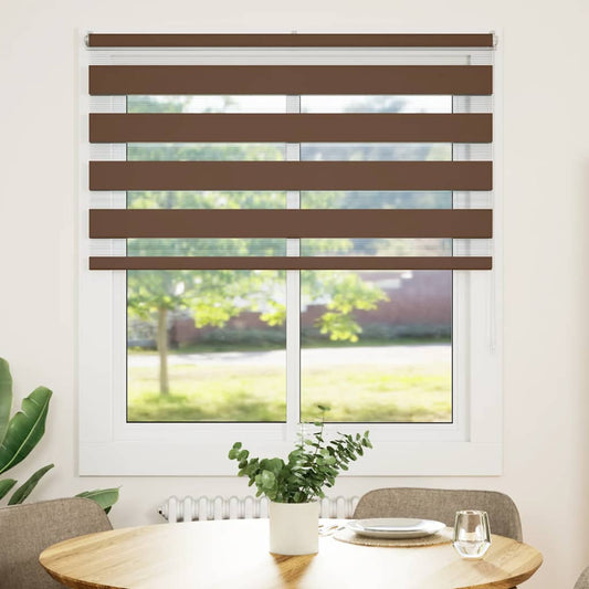 vidaXL Zebra Blind Brown 120x100 cm Fabric Width 115,9 cm Polyester