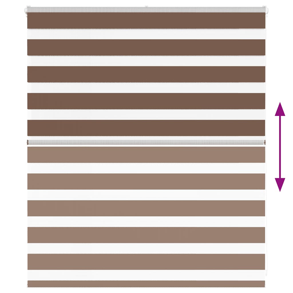 vidaXL Zebra Blind Brown 125x100 cm Fabric Width 120,9 cm Polyester