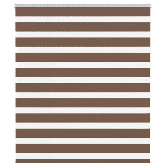 vidaXL Zebra Blind Brown 130x100 cm Fabric Width 125.9 cm Polyester