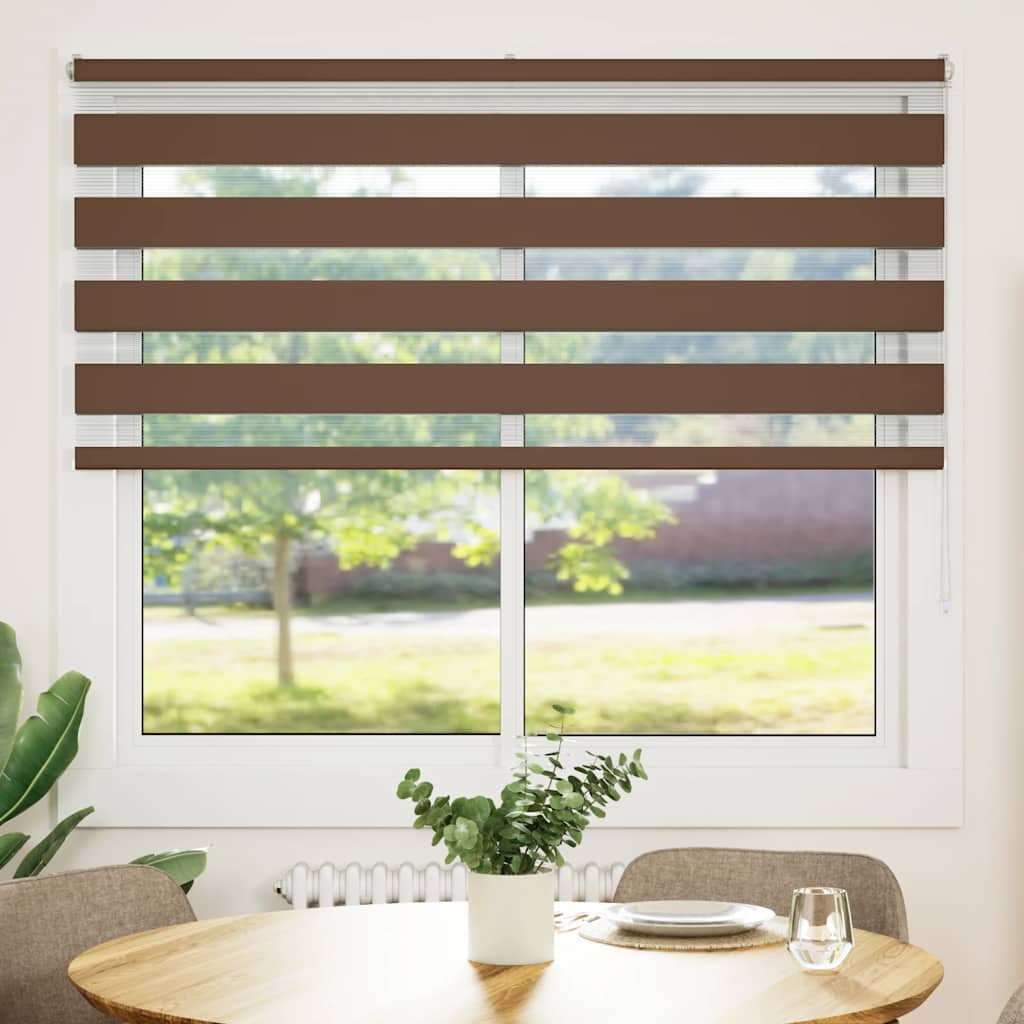 vidaXL Zebra Blind Brown 155x100 cm Fabric Width 150,9 cm Polyester