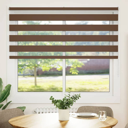 vidaXL Zebra Blind Brown 155x100 cm Fabric Width 150,9 cm Polyester