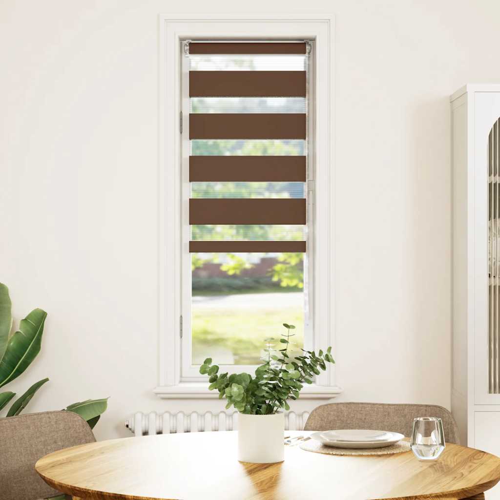 vidaXL Zebra Blind Brown 40x150 cm Fabric Width 35.9 cm Polyester