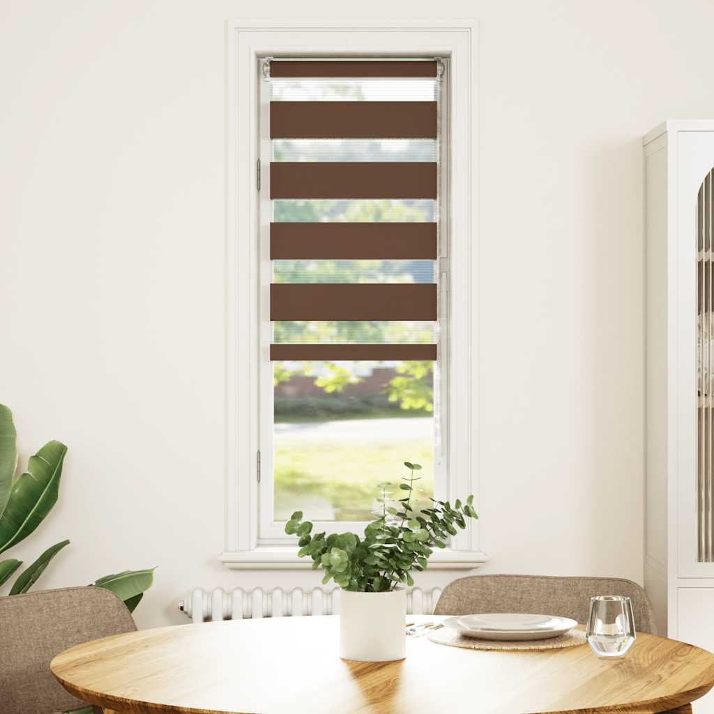 vidaXL Zebra Blind Brown 45x150 cm Fabric Width 40.9 cm Polyester