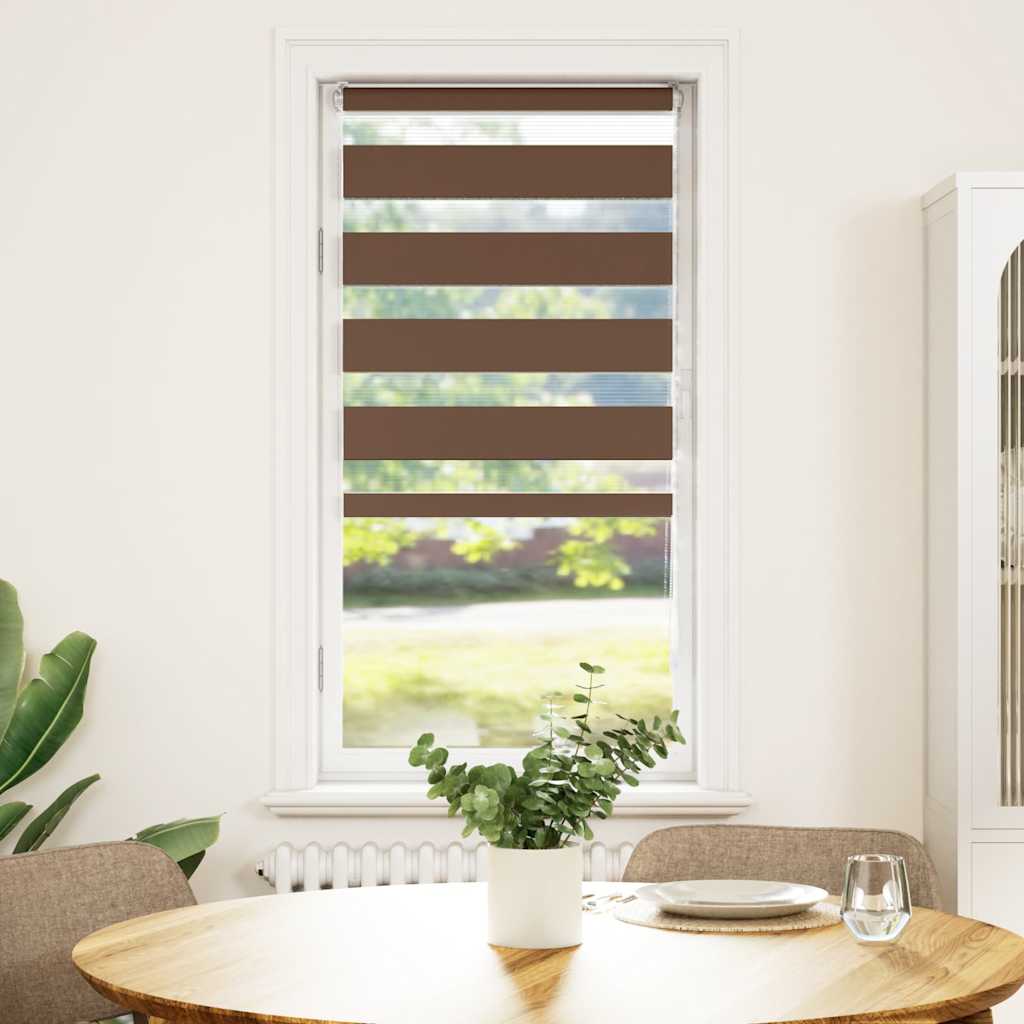 vidaXL Zebra Blind Brown 65x150 cm Fabric Width 60,9 cm Polyester