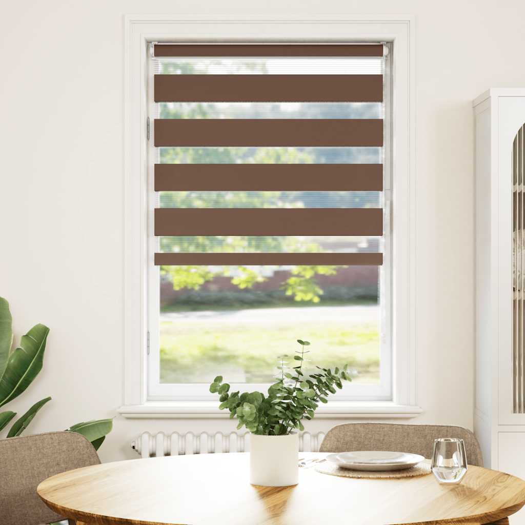 vidaXL Zebra Blind Brown 75x150 cm Fabric Width 70,9 cm Polyester