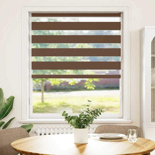 vidaXL Zebra Blind Brown 105x150 cm Fabric Width 100,9 cm Polyester
