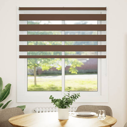 vidaXL Zebra Blind Brown 125x150 cm Fabric Width 120,9 cm Polyester