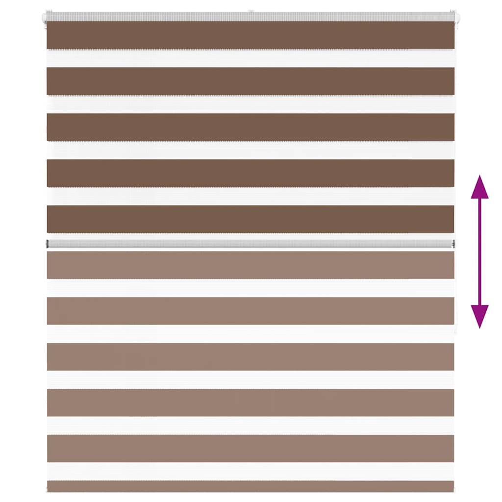 vidaXL Zebra Blind Brown 125x150 cm Fabric Width 120,9 cm Polyester