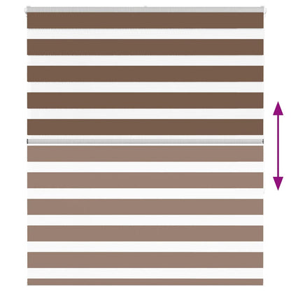 vidaXL Zebra Blind Brown 125x150 cm Fabric Width 120,9 cm Polyester