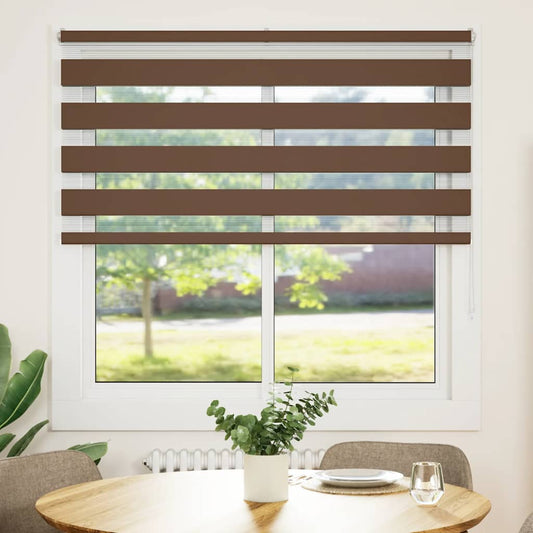 vidaXL Zebra Blind Brown 140x150 cm Fabric Width 135,9 cm Polyester