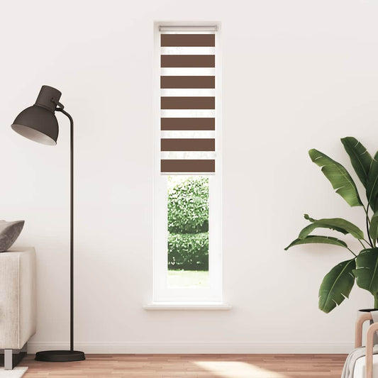 vidaXL Zebra Blind Brown 45x200 cm Fabric Width 40,9 cm Polyester
