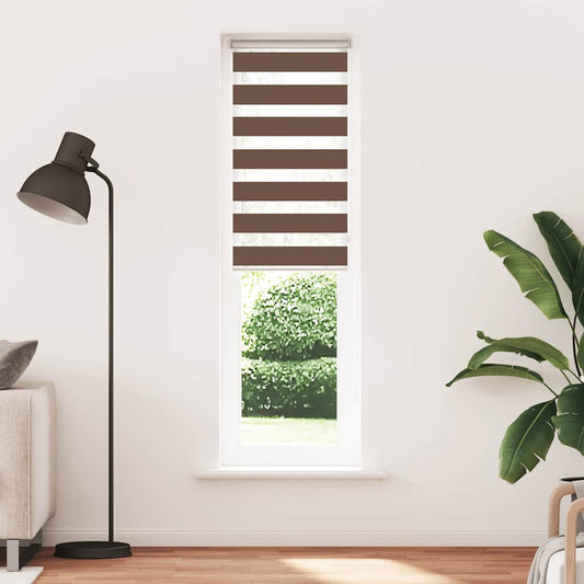 vidaXL Zebra Blind Brown 55x200 cm Fabric Width 50,9 cm Polyester