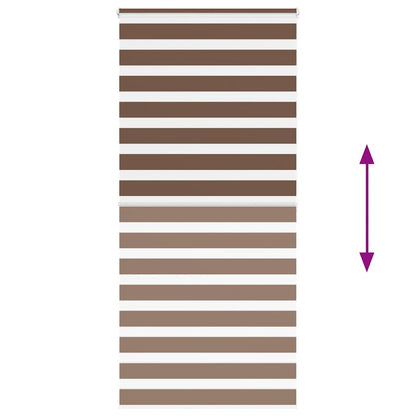 vidaXL Zebra Blind Brown 105x200 cm Fabric Width 100,9 cm Polyester