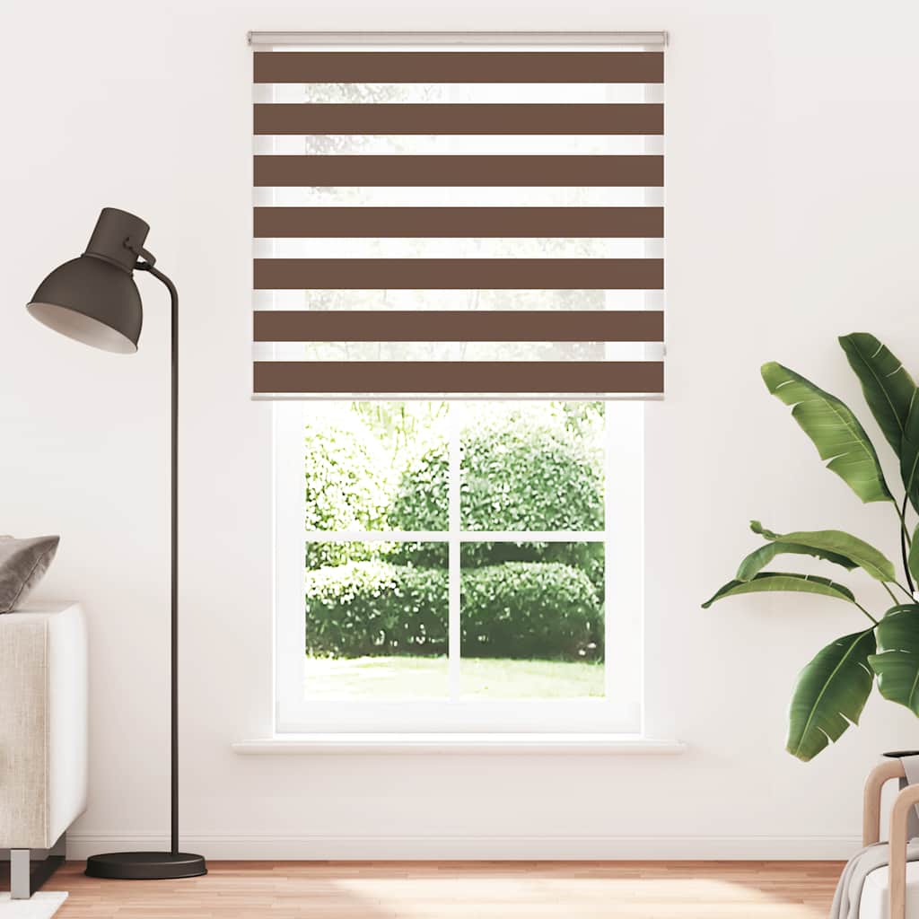 vidaXL Zebra Blind Brown 130x200 cm Fabric Width 125,9 cm Polyester
