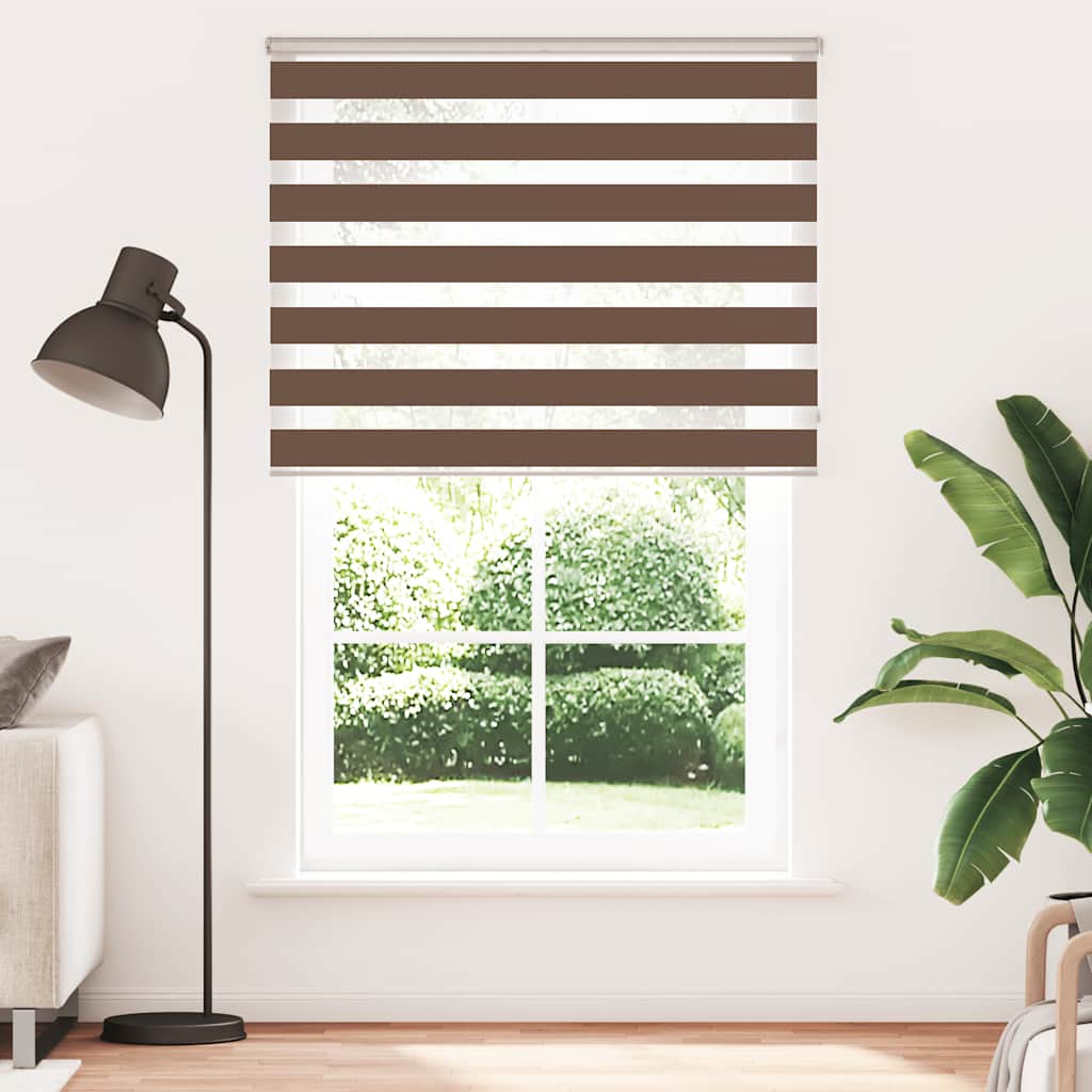 vidaXL Zebra Blind Brown 145x200 cm Fabric Width 140,9 cm Polyester