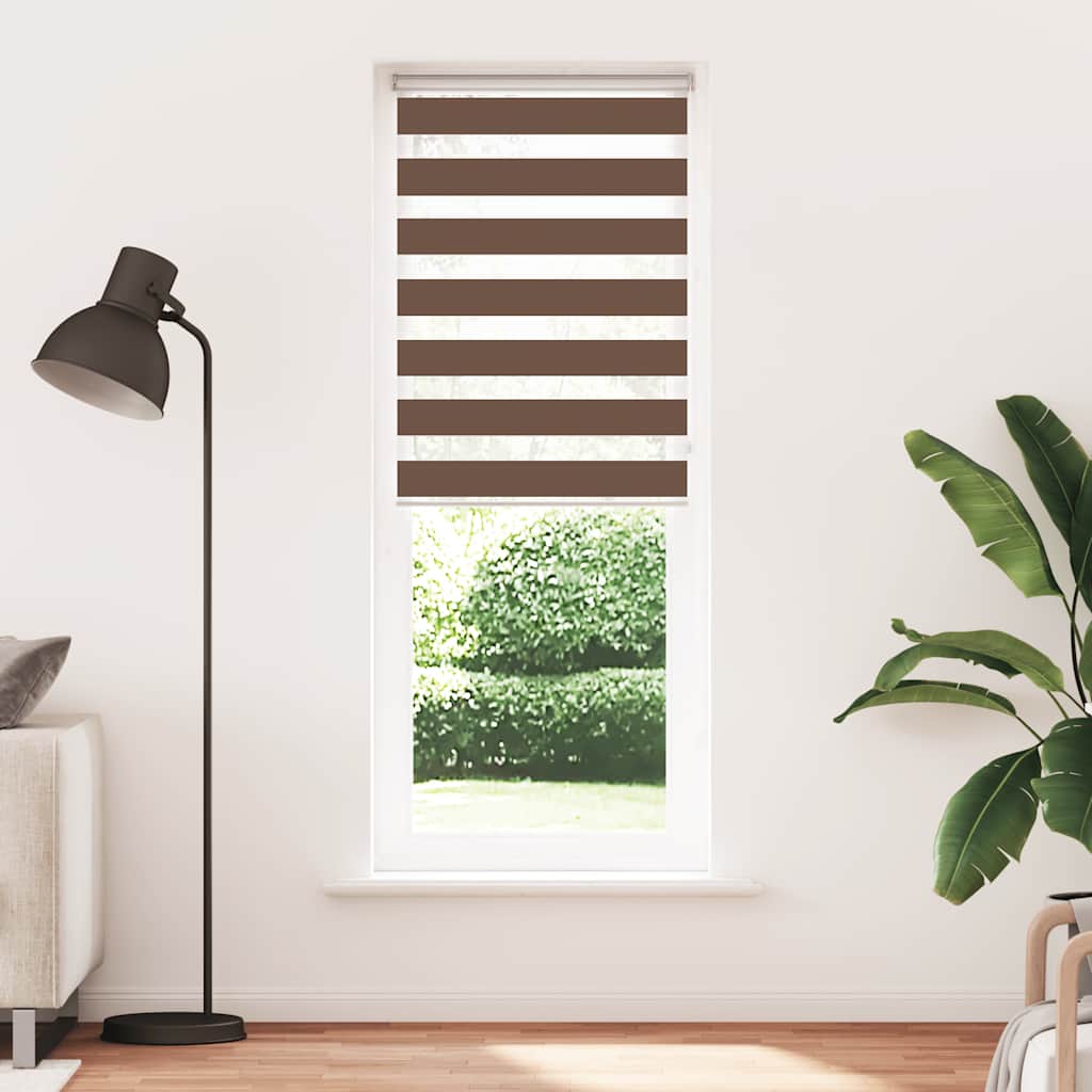 vidaXL Zebra Blind Brown 80x230 cm Fabric Width 75.9 cm Polyester