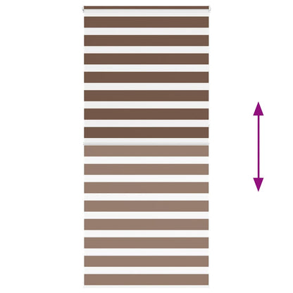 vidaXL Zebra Blind Brown 115x230 cm Fabric Width 110.9 cm Polyester