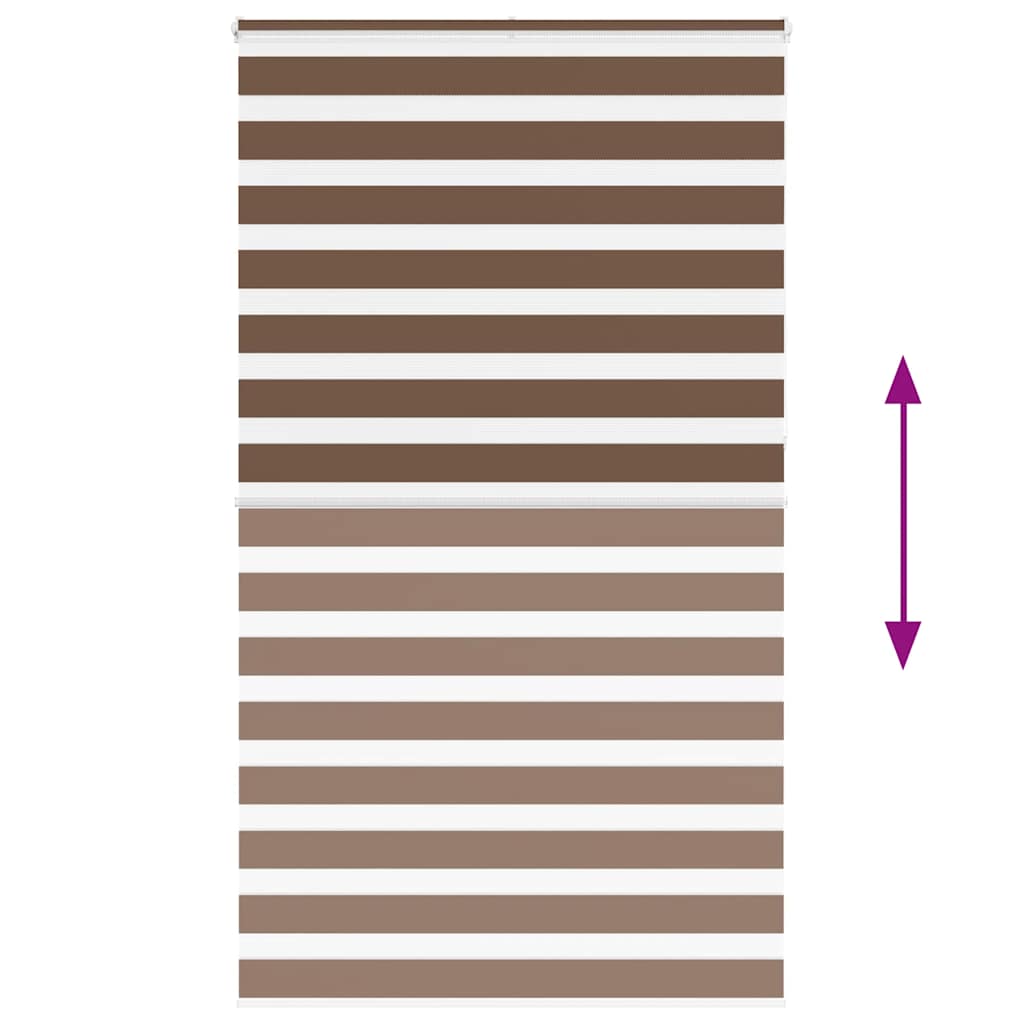 vidaXL Zebra Blind Brown 125x230 cm Fabric Width 120,9 cm Polyester