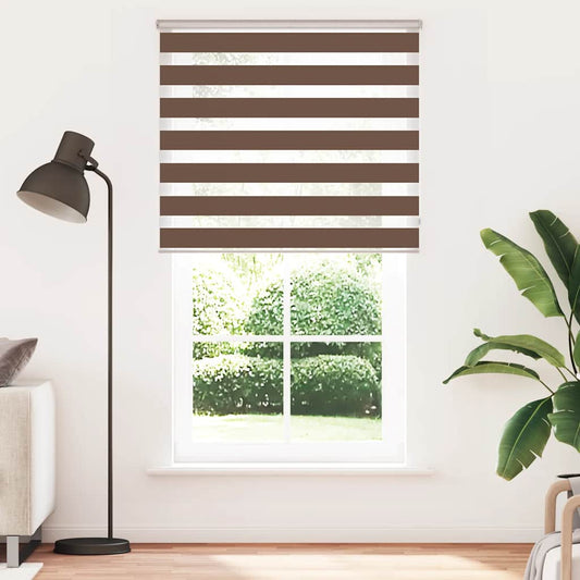 vidaXL Zebra Blind Brown 135x230 cm Fabric Width 130,9 cm Polyester