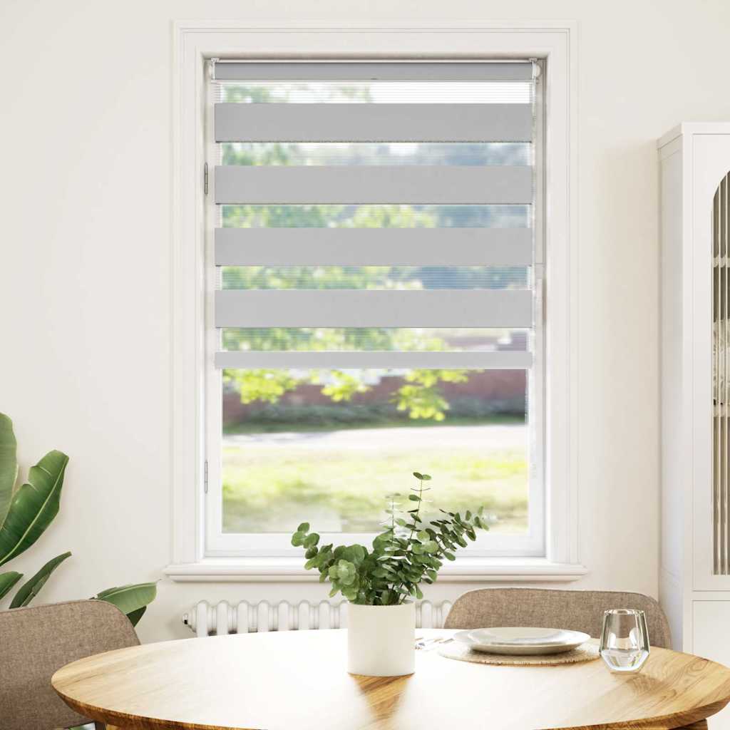 vidaXL Zebra Blind Light Grey 90x100 cm Fabric Width 85,9 cm Polyester