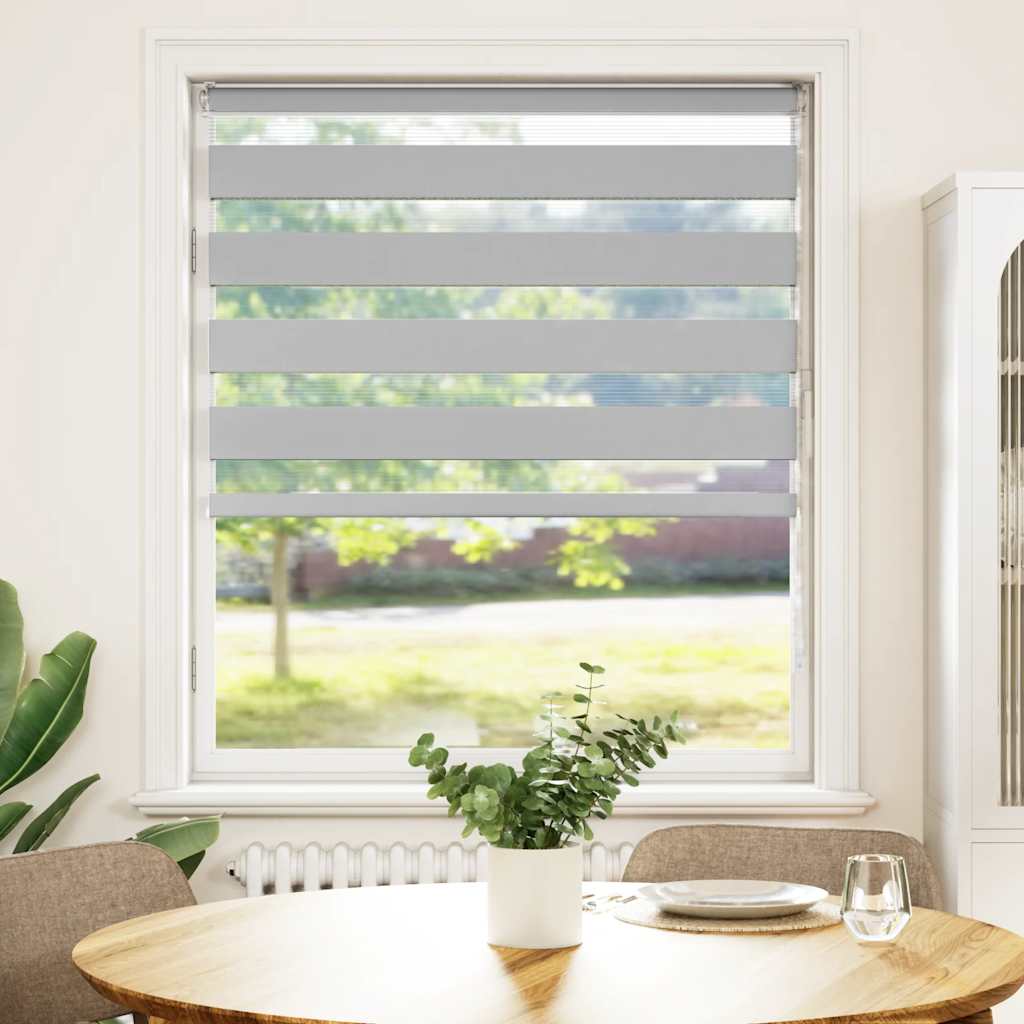 vidaXL Zebra Blind Light Grey 115x100 cm Fabric Width 110,9 cm Polyester