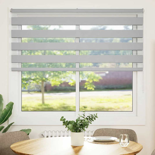 vidaXL Zebra Blind Light Grey 155x100cm Fabric Width 150.9cm Polyester