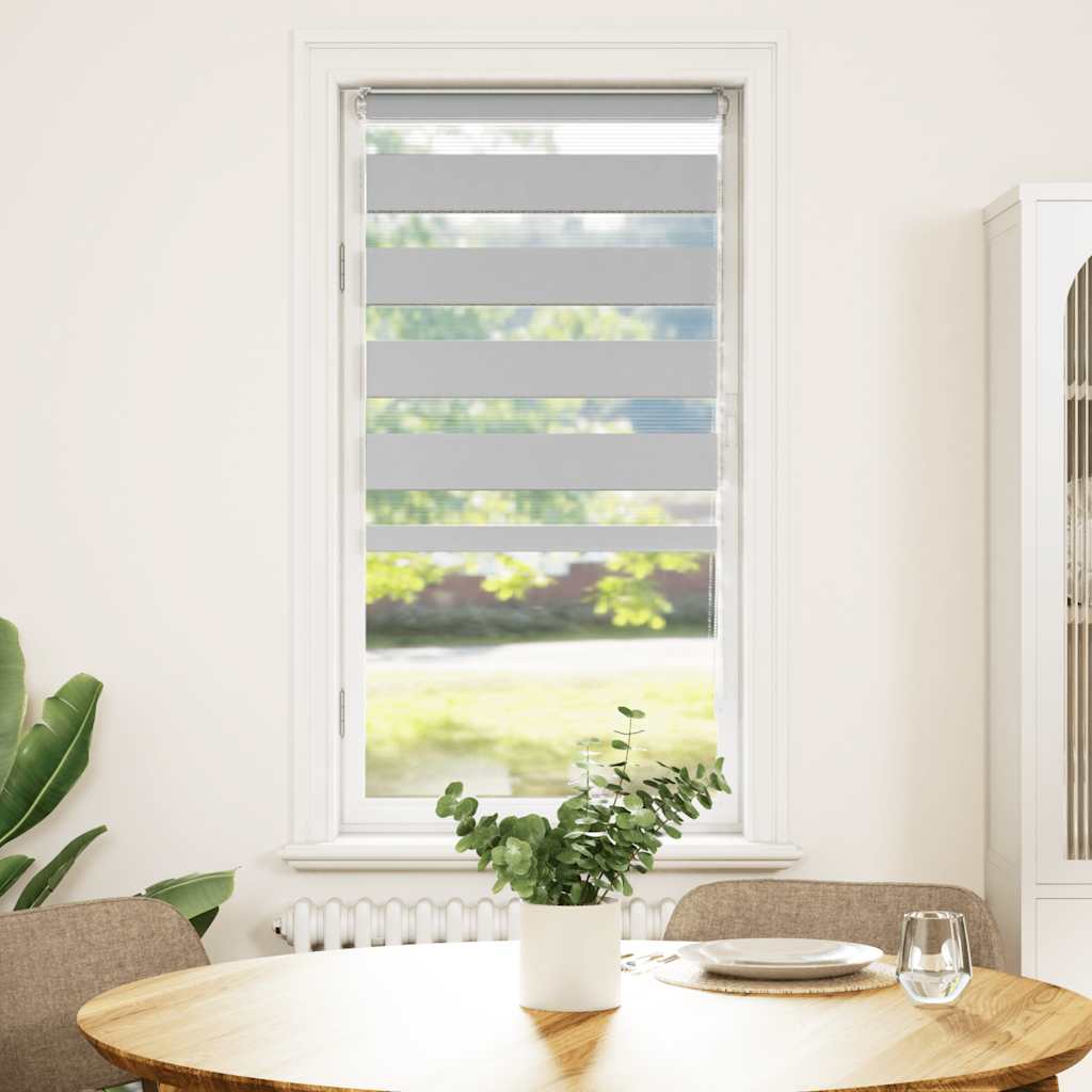 vidaXL Zebra Blind Light Grey 55x150 cm Fabric Width 50,9 cm Polyester