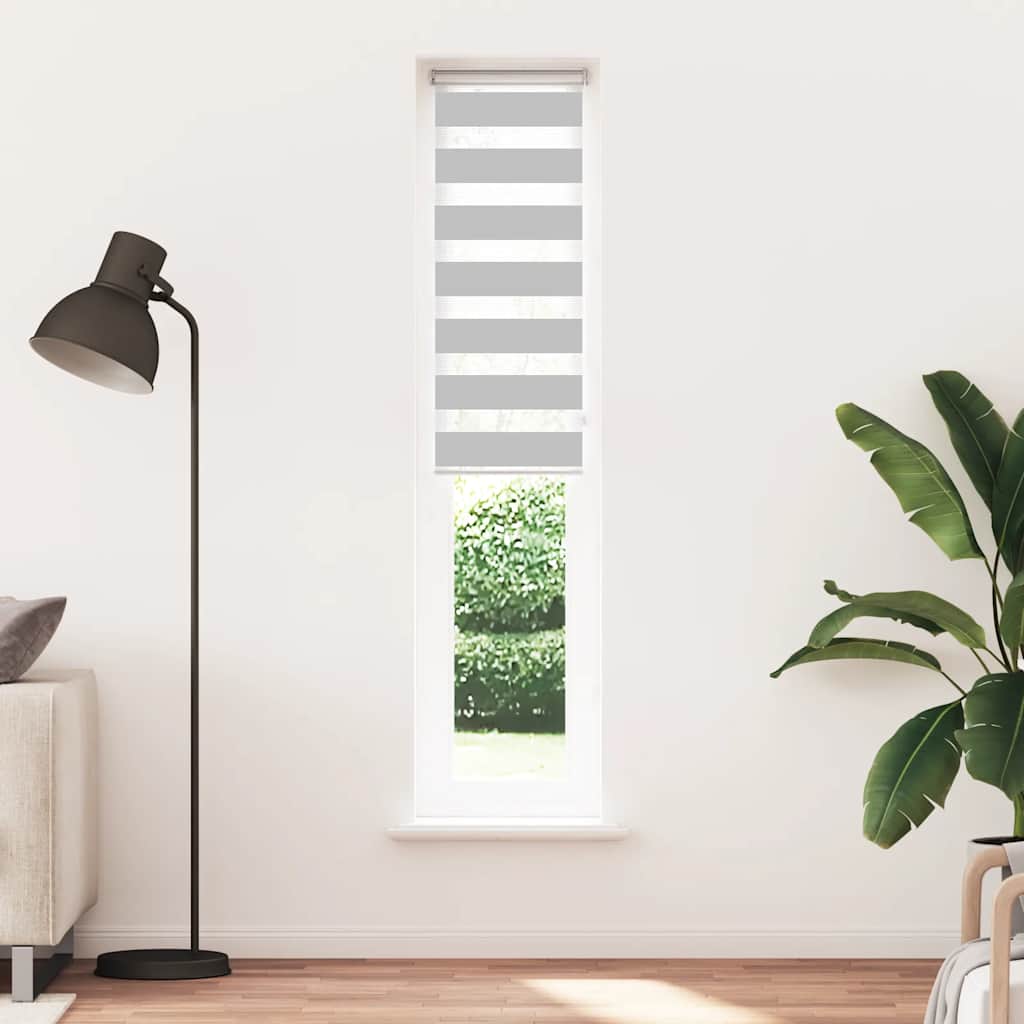 vidaXL Zebra Blind Light Grey 45x200 cm Fabric Width 40,9 cm Polyester