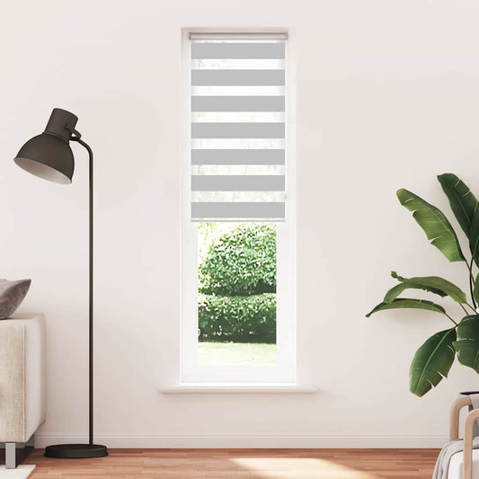 vidaXL Zebra Blind Light Grey 65x200 cm Fabric Width 60,9 cm Polyester