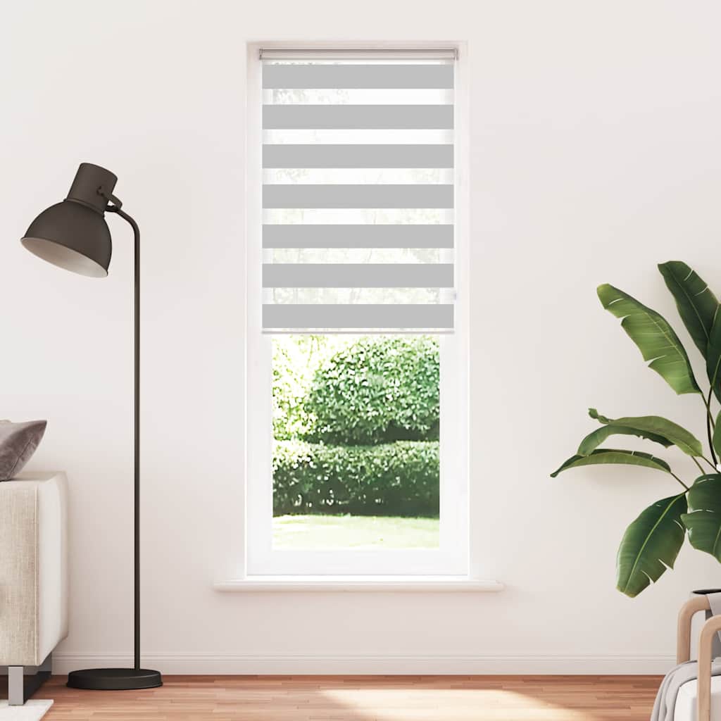 vidaXL Zebra Blind Light Grey 90x200 cm Fabric Width 85,9 cm Polyester