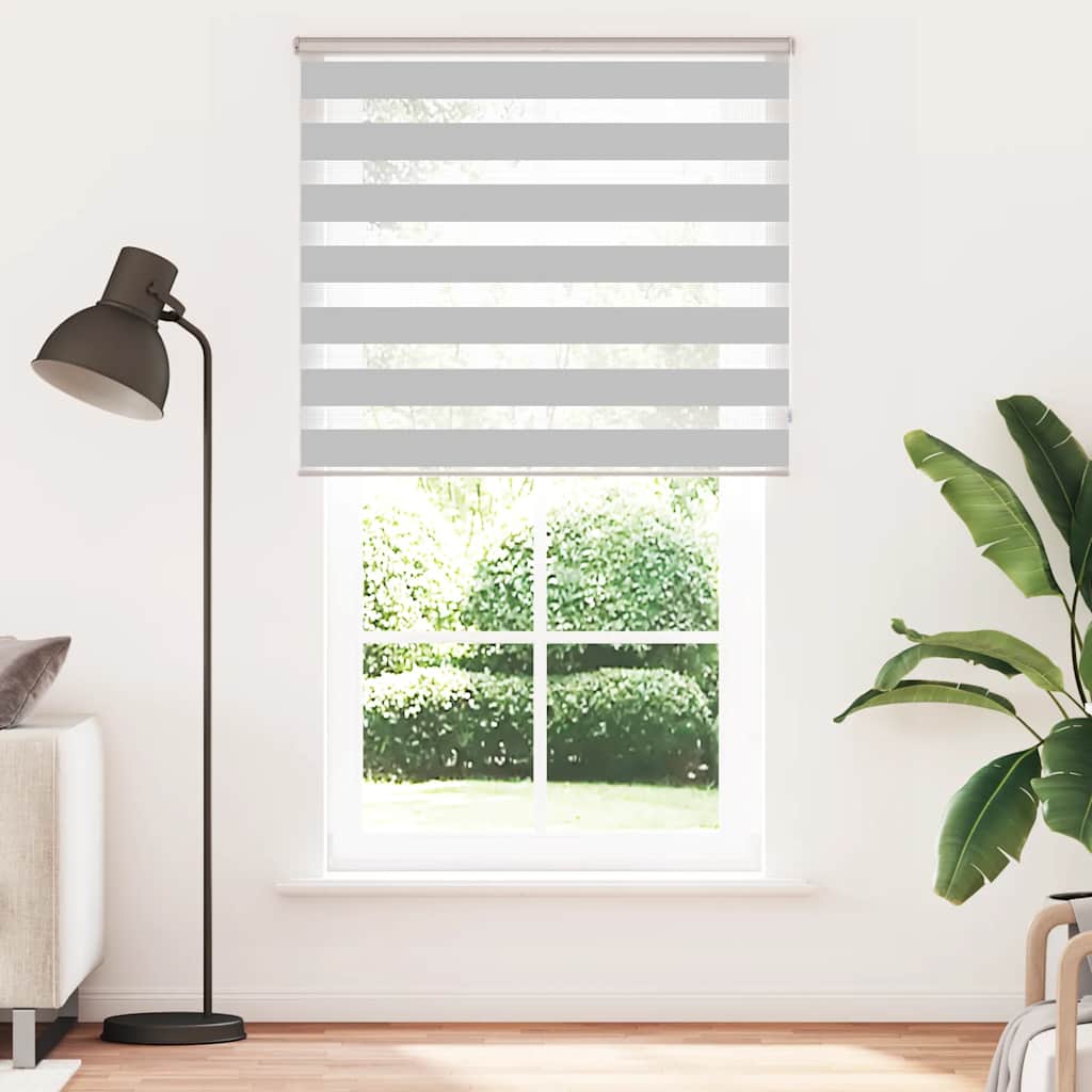 vidaXL Zebra Blind Light Grey 135x200cm Fabric Width 130.9cm Polyester