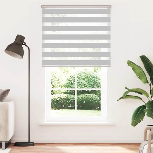 vidaXL Zebra Blind Light Grey 135x200cm Fabric Width 130.9cm Polyester