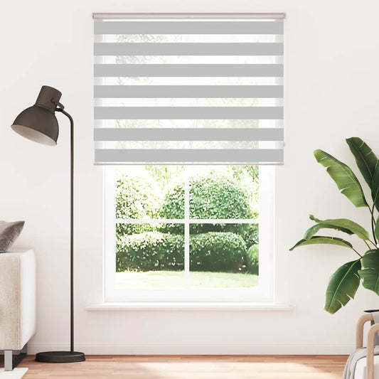 vidaXL Zebra Blind Light Grey 145x200cm Fabric Width 140.9cm Polyester