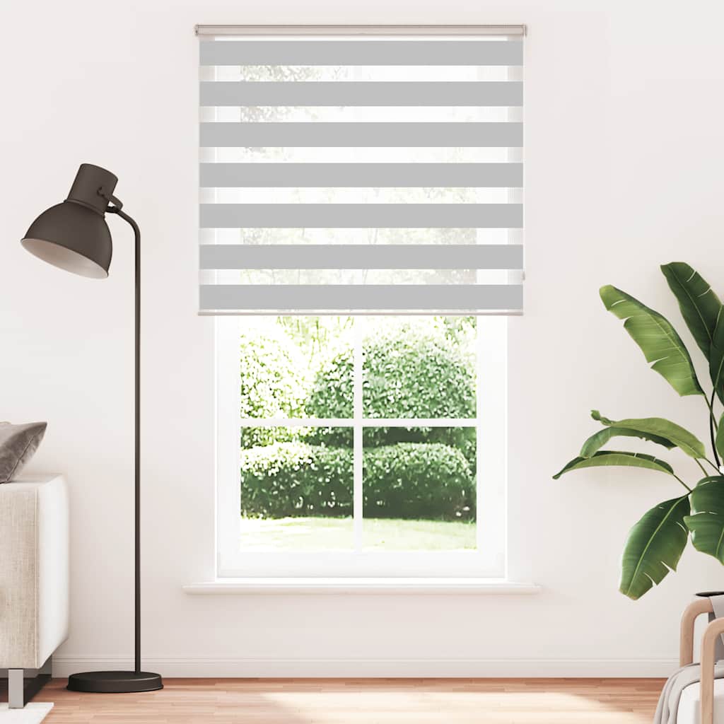 vidaXL Zebra Blind Light Grey 130x230cm Fabric Width 125.9cm Polyester