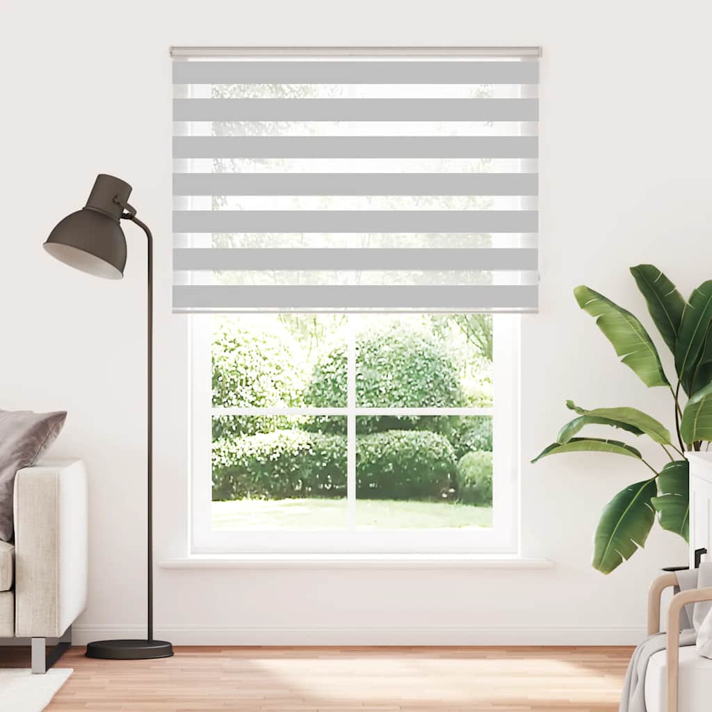 vidaXL Zebra Blind Light Grey 155x230cm Fabric Width 150.9cm Polyester