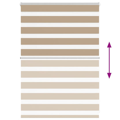 vidaXL Zebra Blind Sand Brown 115x100 cm Fabric Width 110.9 cm Polyester