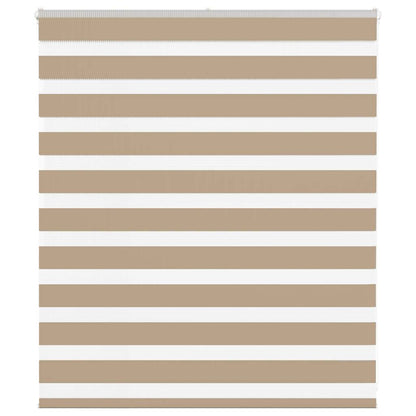 vidaXL Zebra Blind Sand Brown 130x100 cm Fabric Width 125.9 cm Polyester