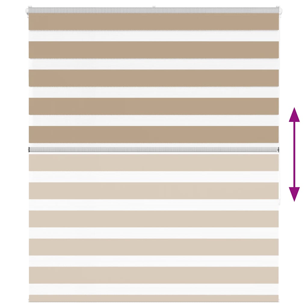 vidaXL Zebra Blind Sand Brown 130x150 cm Fabric Width 125.9 cm Polyester
