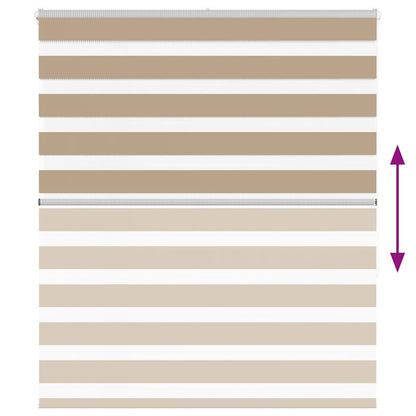 vidaXL Zebra Blind Sand Brown 130x150 cm Fabric Width 125.9 cm Polyester