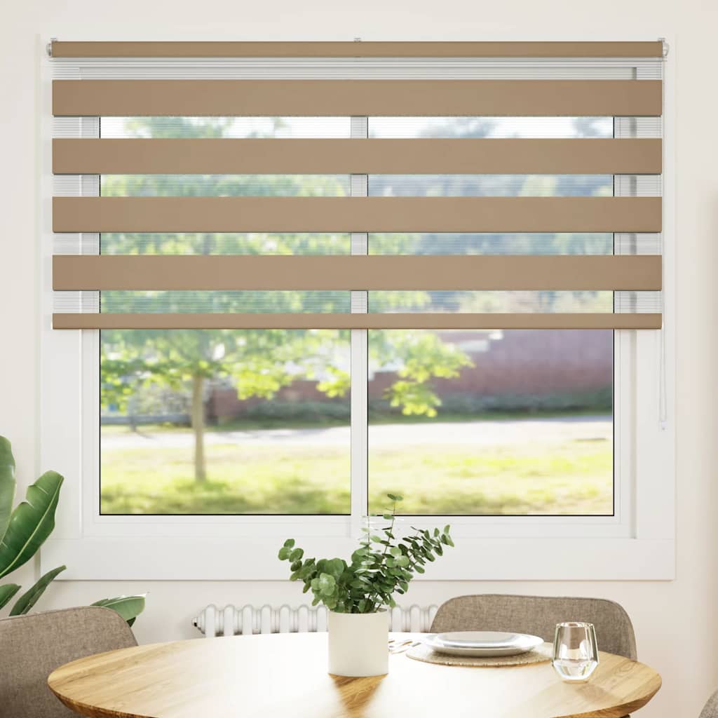 vidaXL Zebra Blind Sand Brown 165x150 cm Fabric Width 160.9 cm