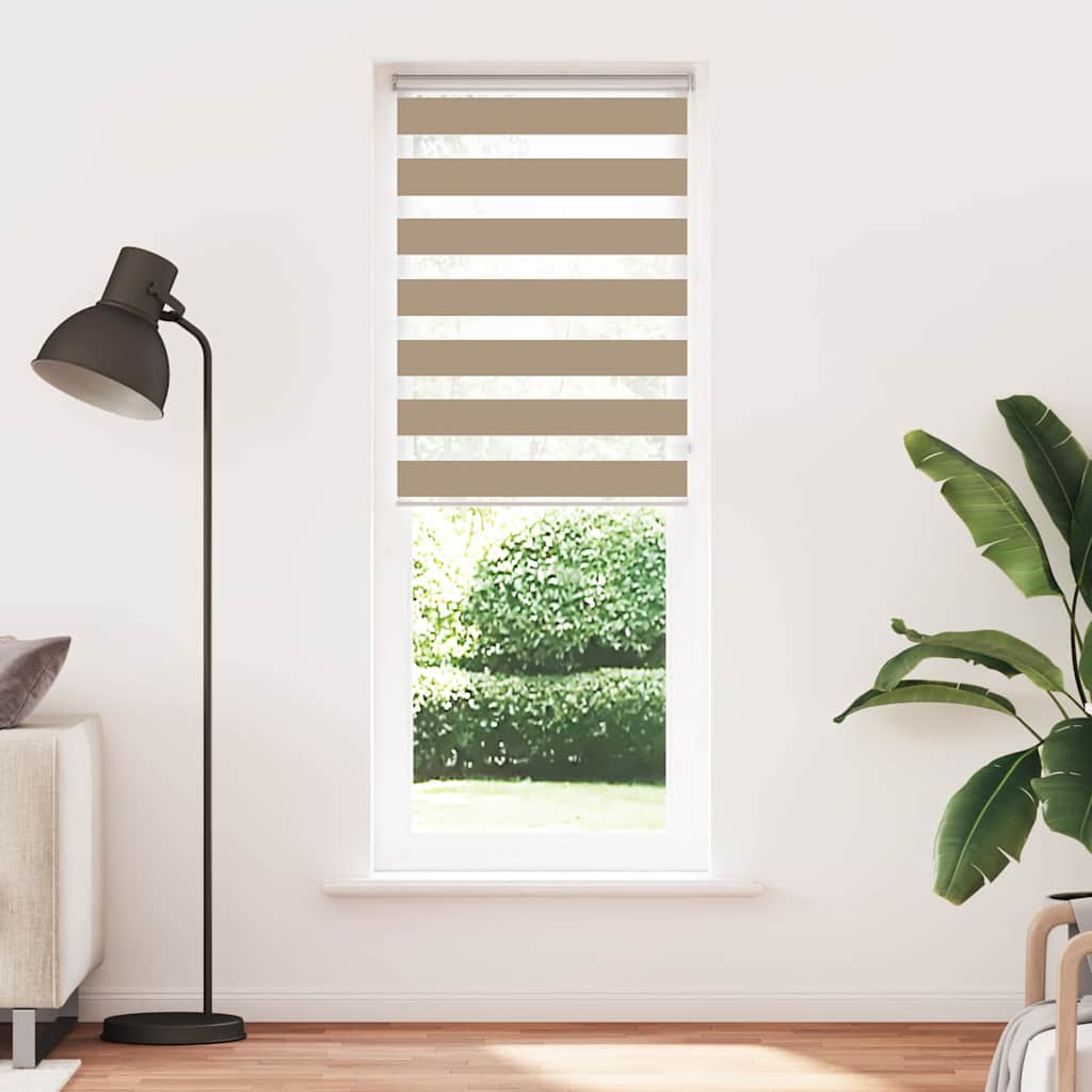 vidaXL Zebra Blind Sand Brown 85x200 cm Fabric Width 80,9 cm Polyester