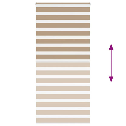 vidaXL Zebra Blind Sand Brown 115x230 cm Fabric Width 110.9 cm Polyester