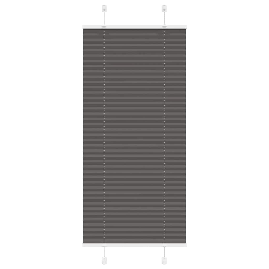 vidaXL Pleated Blind Black 55x100 cm Fabric Width 54.4 cm Polyester