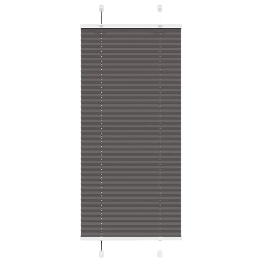 vidaXL Pleated Blind Black 65x100 cm Fabric Width 64.4 cm Polyester